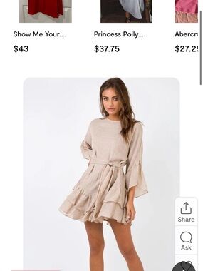 Princess Polly Neutral Beige Linen-Blend Dress
